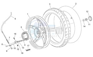 Scarabeo 50 2t (eng. Minarelli) drawing Rear wheel - drum brake