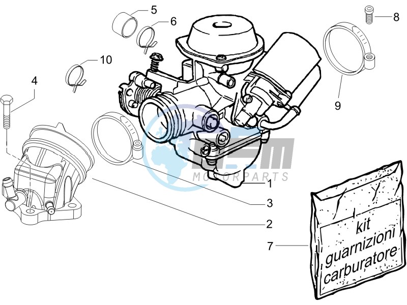 Carburettor assembly - Union pipe