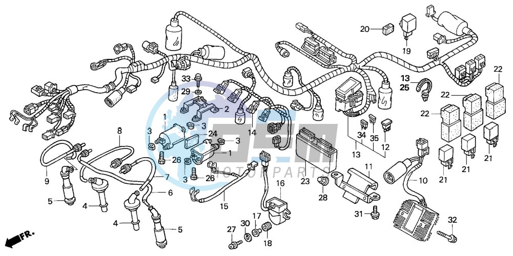 WIRE HARNESS/IGNITION COI L (CB1300F/F1)