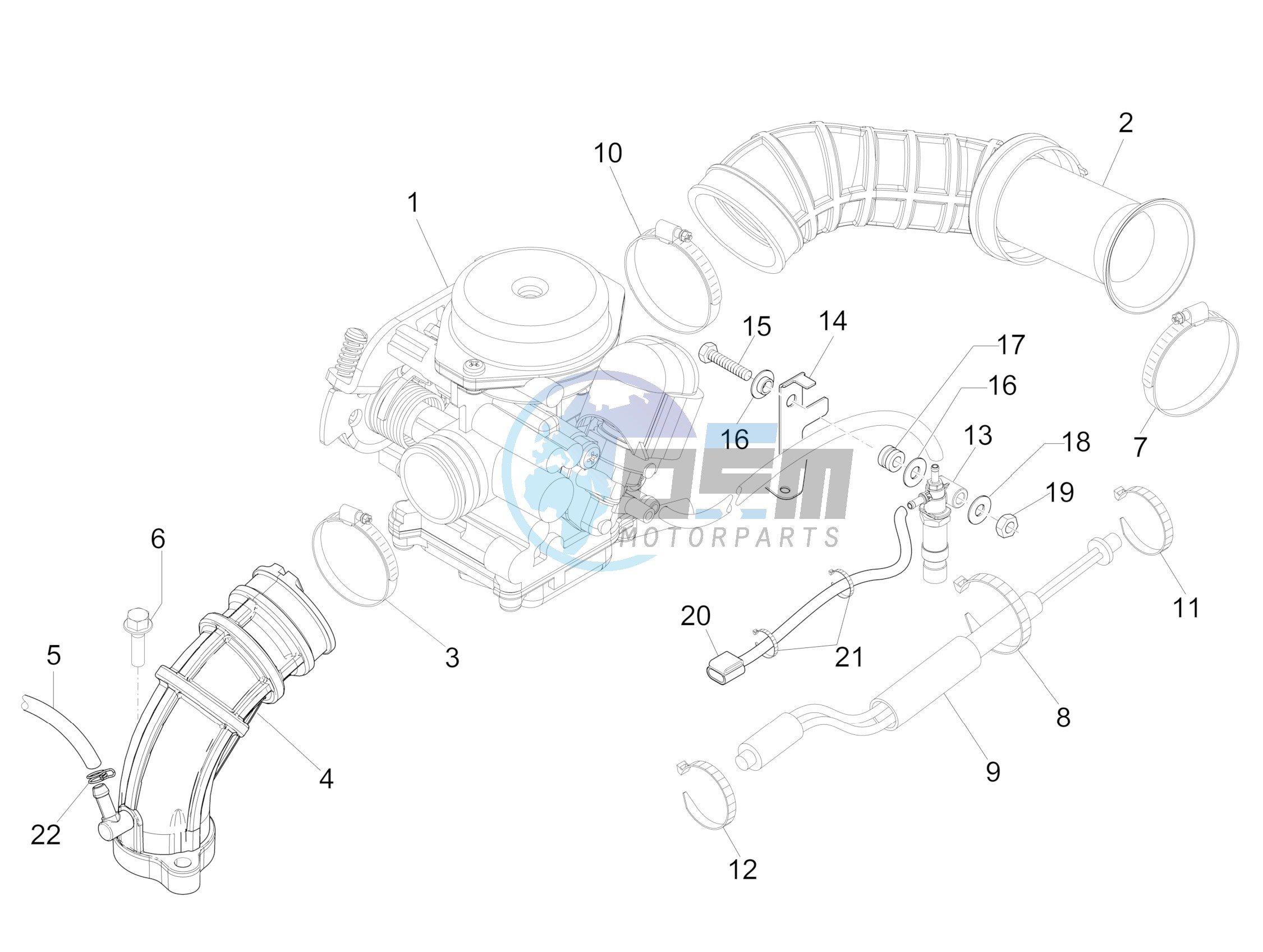 Carburettor, assembly - Union pipe