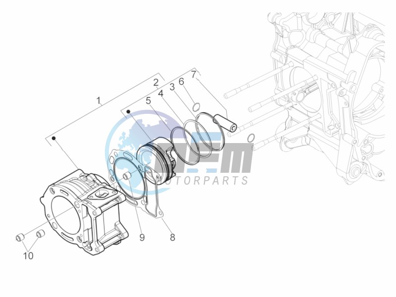 Cylinder-piston-wrist pin unit