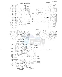 KZ 1300 A (A4) drawing CRANKCASE BOLT & STUD PATTERN