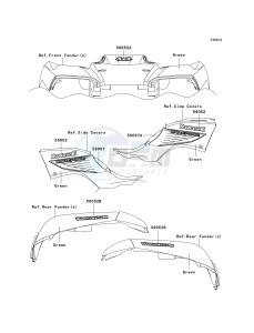 KVF 650 D ([BRUTE FORCE 650 4X4] (D6F-D9F) D6F drawing DECALS-- GREEN- --- D6F- -