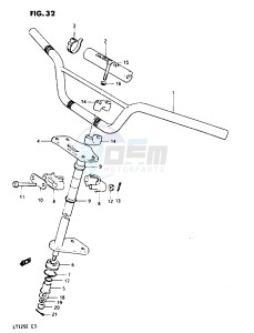 LT125 (E3) drawing HANDLEBAR - STEERING (MODEL E)