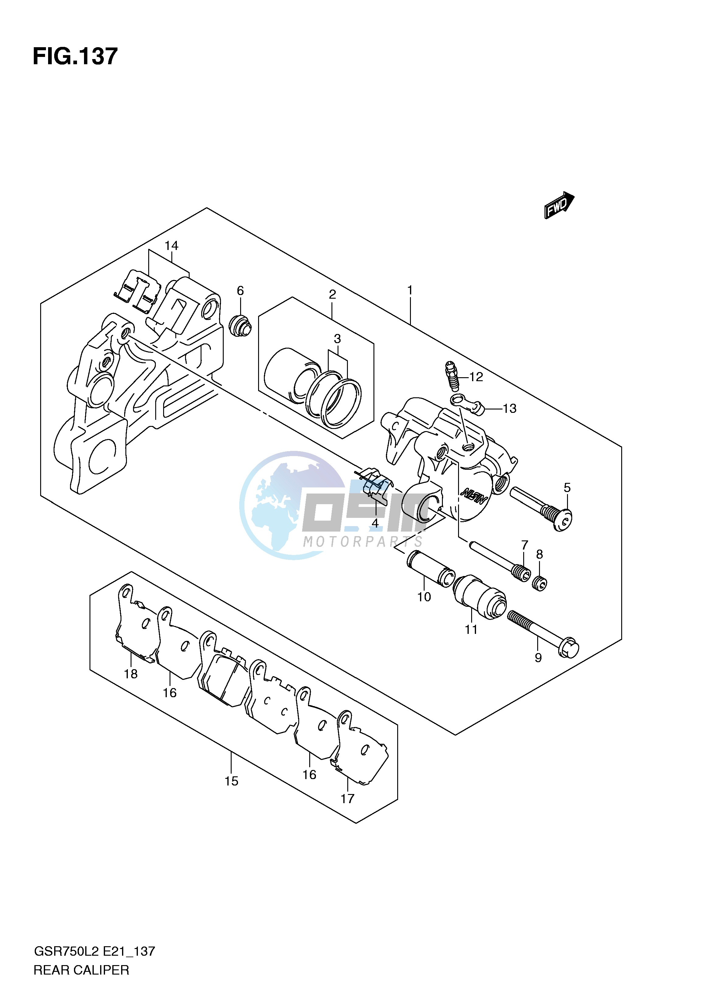 REAR CALIPER (GSR750AUEL2 E21)