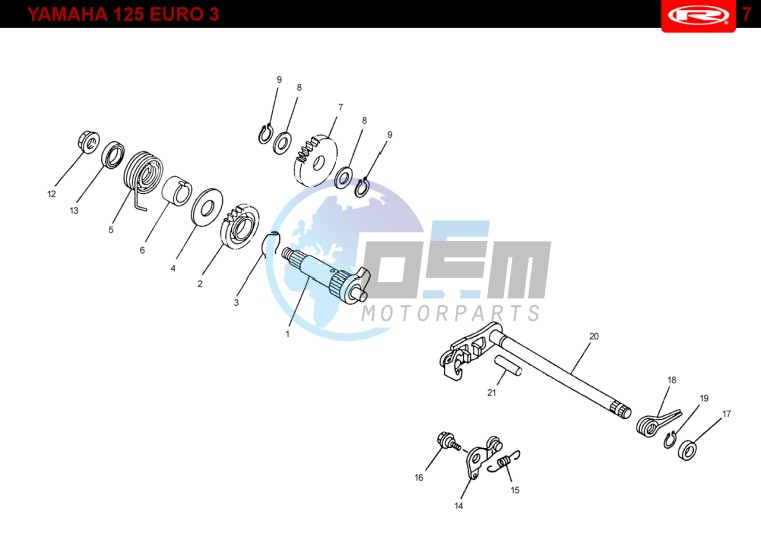 KICKSTART SHAFT  Yamaha 125 4t Euro 3