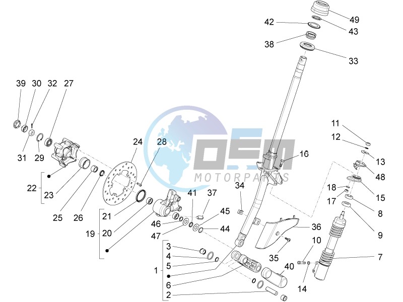 Fork/steering tube - Steering bearing unit