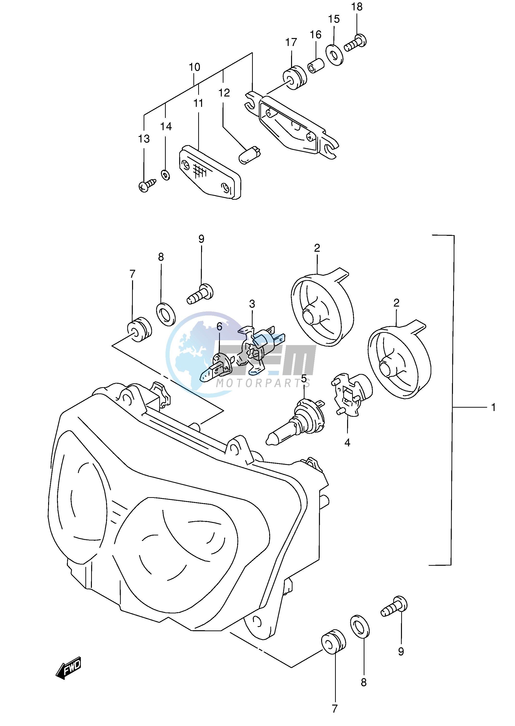 HEADLAMP (MODEL K3 E2,E19,P37)