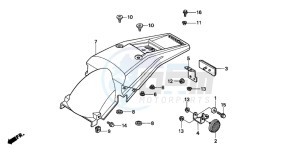 XR400R drawing REAR FENDER (CM)