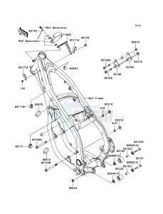 KX250 KX250R7F EU drawing Frame Fittings