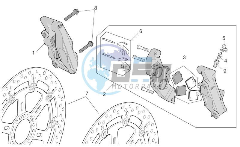 R-RF vers. front brake caliper