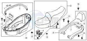 JOYRIDE 200 drawing HELMET BOX FOR DUAL SEAT