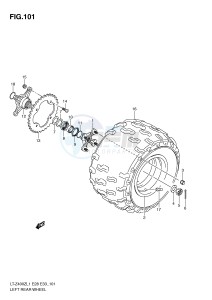 LT-Z400 (E28-E33) drawing LEFT REAR WHEEL (LT-Z400L1 E28)