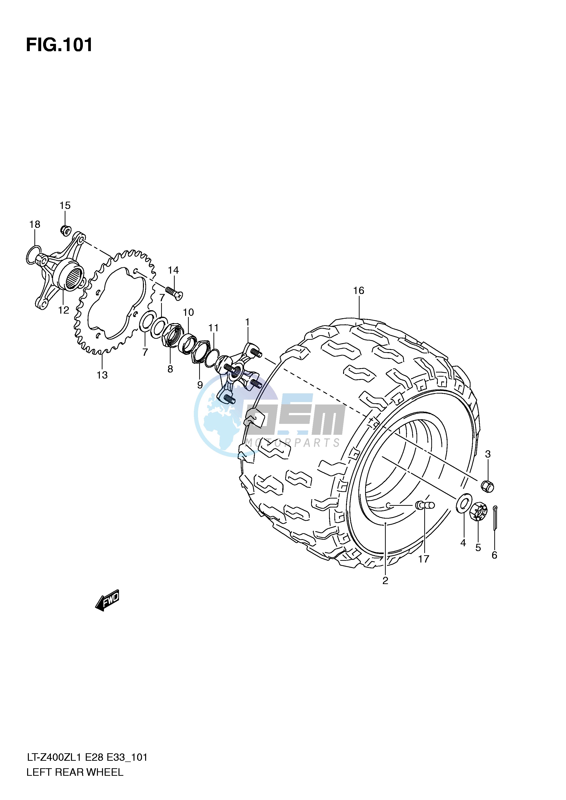 LEFT REAR WHEEL (LT-Z400L1 E28)