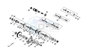 QUAD RAIDER 600 LE CHASSIS LONG drawing CRANKCASE - DRIVE SHAFT