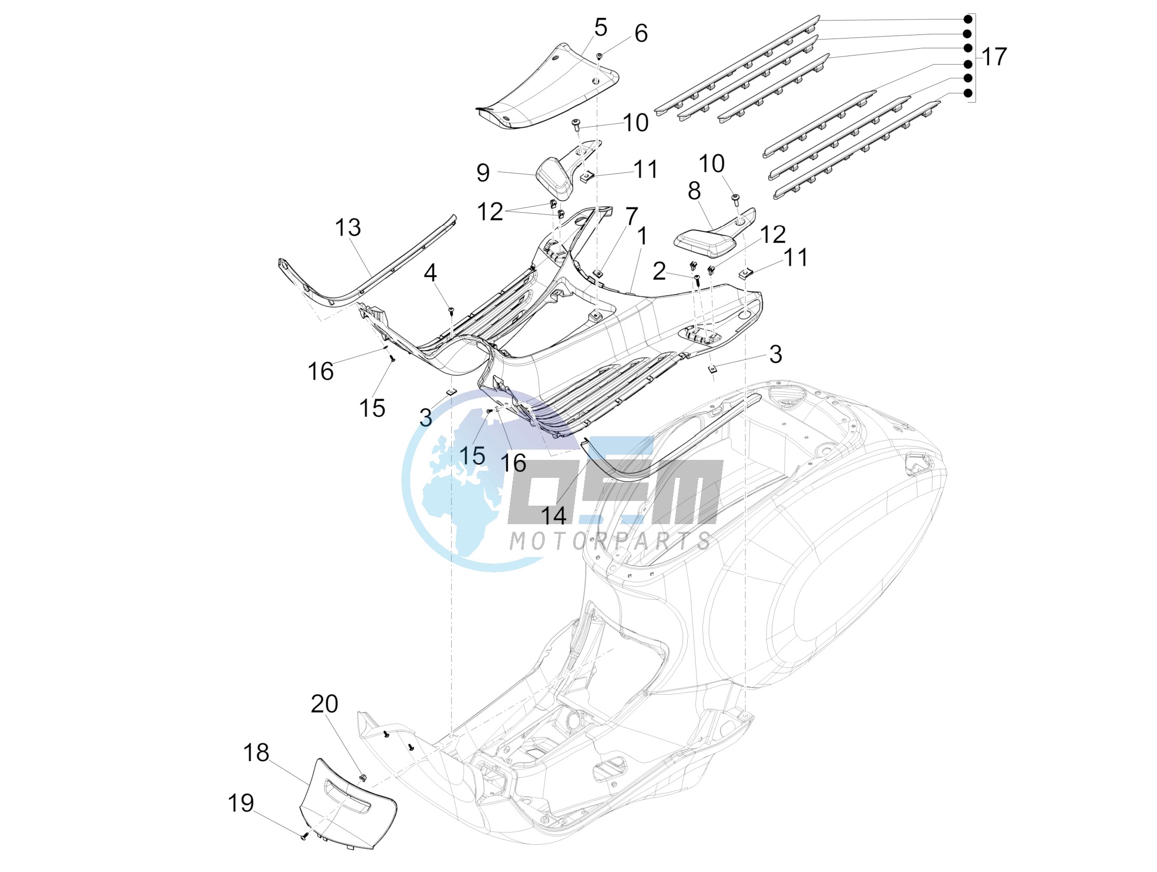 Central cover - Footrests