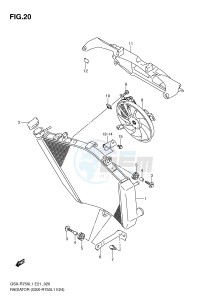 GSX-R750 (E21) drawing RADIATOR (GSX-R750L1 E24)