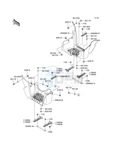 KVF 650 F [BRUTE FORCE 650 4X4I] (F6F-F9F ) F7F drawing FOOTRESTS