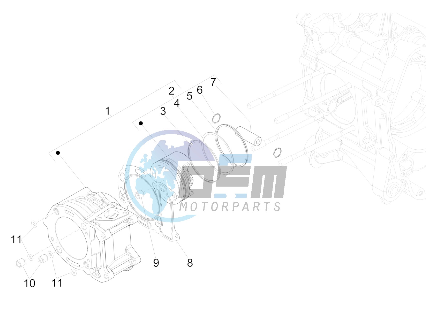 Cylinder-piston-wrist pin unit