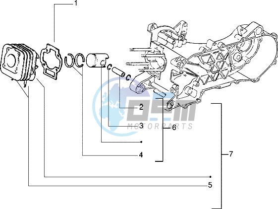 Cylinder-piston-wrist pin assy