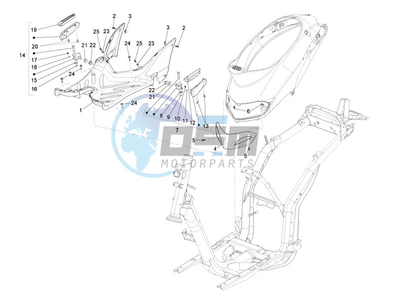 Central cover - Footrests