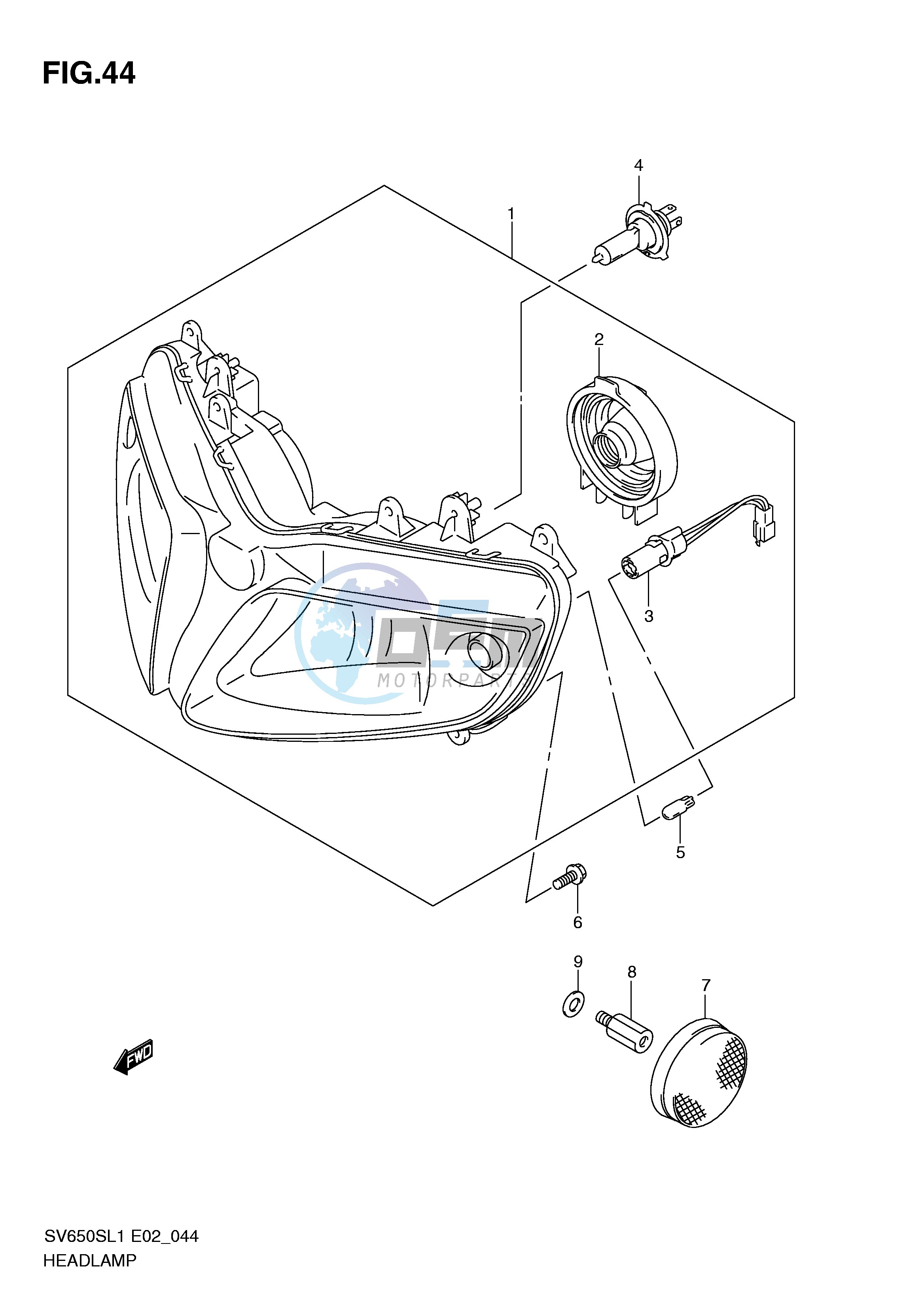 HEADLAMP (SV650SAL1 E24)