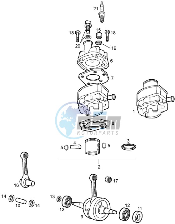 Crankshaft assy-cylinder and piston