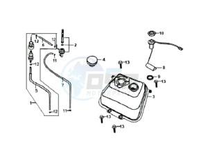 FIDDLE II 50 25KMH OLD ENGINE drawing FUEL TANK - FUEL CUT