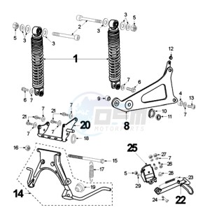 ELY 125DN EU drawing REAR SHOCK AND STAND