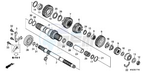 VFR1200FDD VFR1200F Dual Clutch UK - (E) drawing TRANSMISSION (VFR1200FD) (MAINSHAFT)