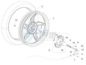 Scarabeo 50 2t drawing Rear wheel - disc brake