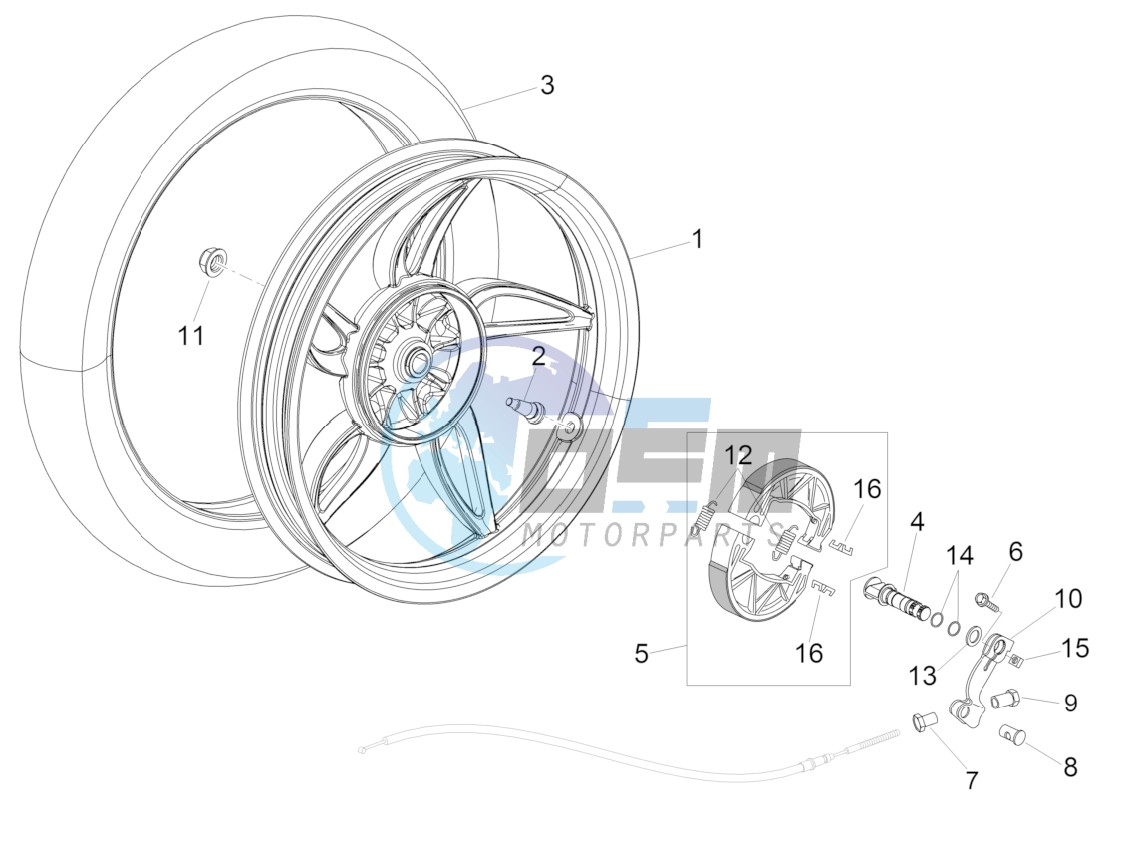 Rear wheel - disc brake