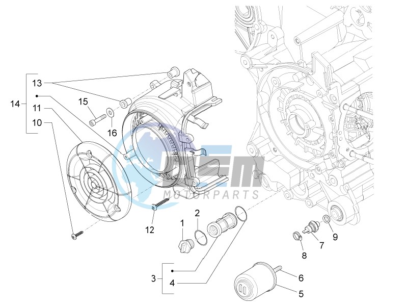 Flywheel magneto cover - Oil filter