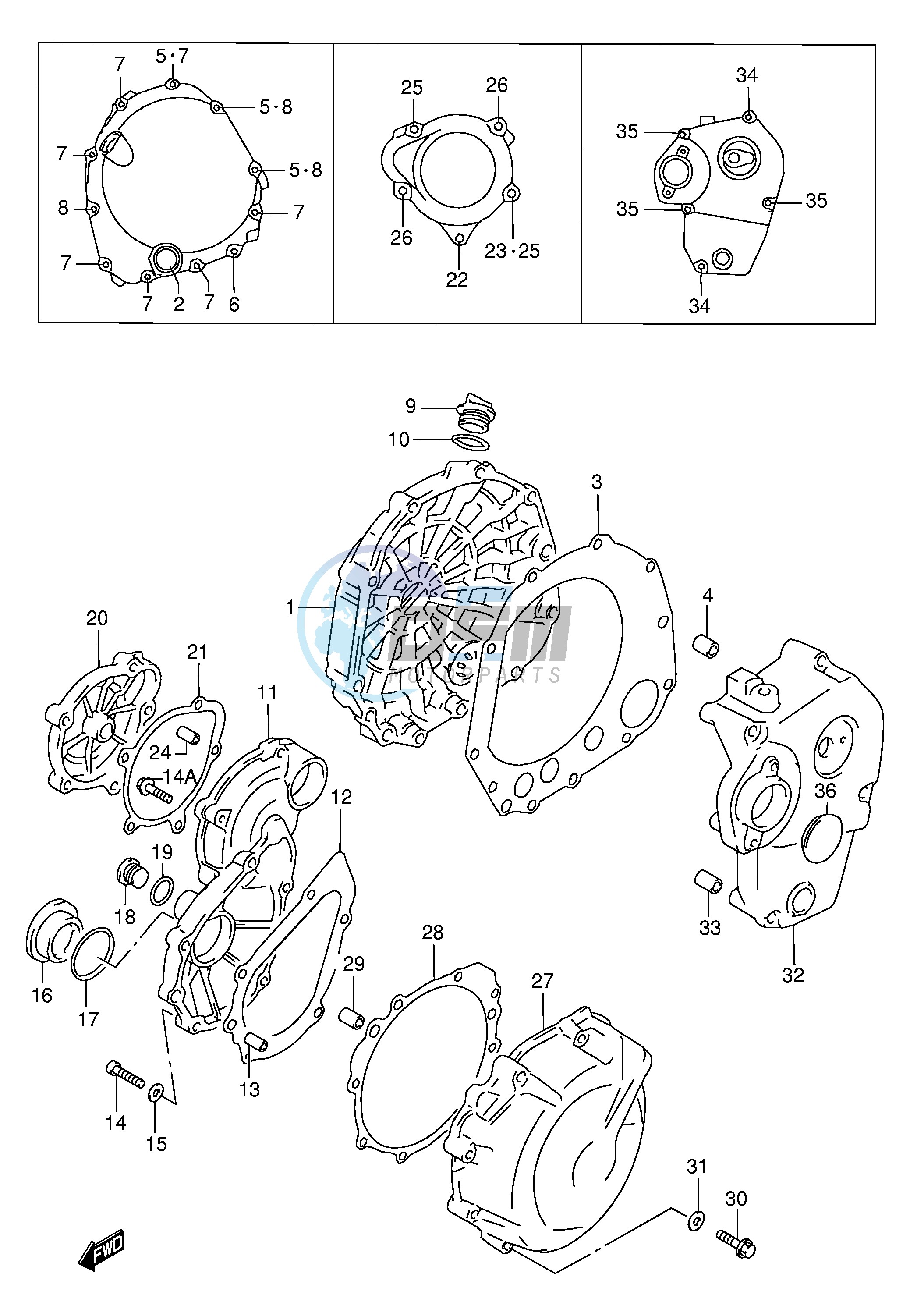 CRANKCASE COVER (MODEL W X)