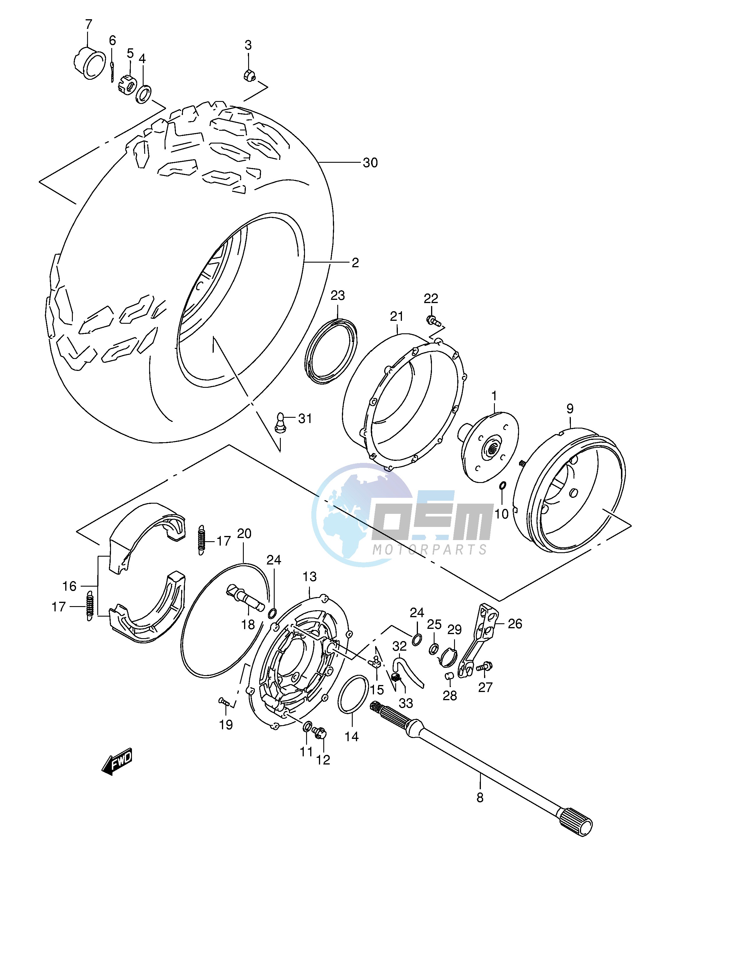 RIGHT REAR WHEEL (MODEL K1 K2)