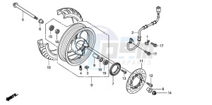 FES125 PANTHEON drawing FRONT WHEEL (FES125A)(FES150A)