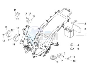 Beverly 125 Tourer e3 drawing Remote control switches - Battery - Horn