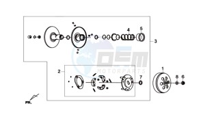 JOYMAX Z 300I ABS (L9) EU drawing DRIVEN PULLEY ASSY