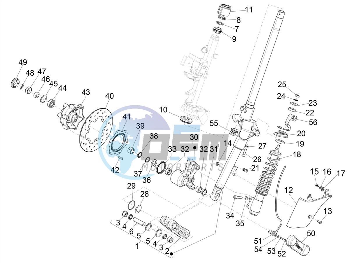 Fork/steering tube - Steering bearing unit