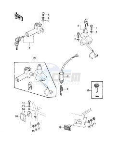 KZ 1000 E [SHAFT] (E1-E2) [SHAFT] drawing IGNITION SWITCH_LOCKS_REFLECTORS