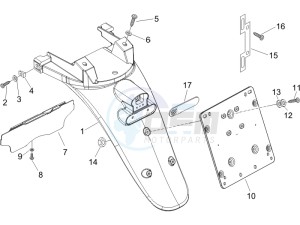 Beverly 125 drawing Rear cover - Splash guard