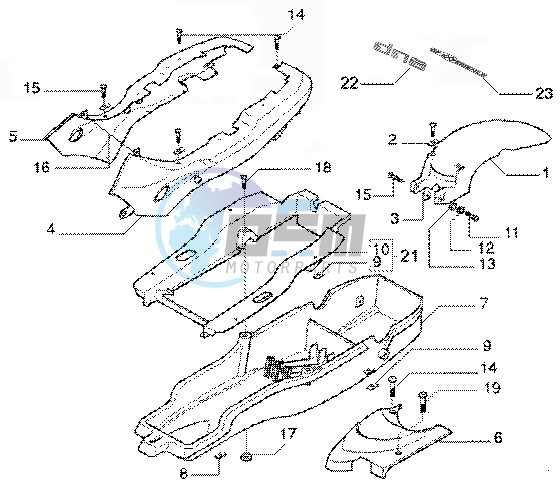 Rear mudguard-undersaddle