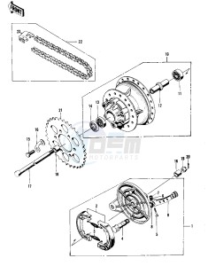 F8 (BISON A) 250 (BISON A) drawing REAR HUB_BRAKE_CHAIN -- 71-72 F8_F8-A- -