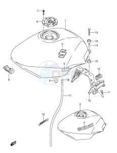 GSX600F (E2) Katana drawing FUEL TANK (MODEL P R S)