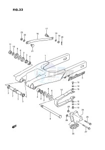 RM80 (E3) drawing REAR SWINGING ARM (MODEL G H J)