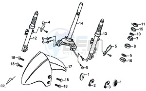 X'PRO 50 45KMH (L8) EU EURO4 drawing FRONT FORK / FRONT MUDGUARD / STEERING CROWN