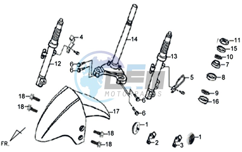 FRONT FORK / FRONT MUDGUARD / STEERING CROWN