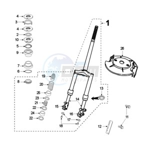 TKR MUB2A BE drawing FRONT FORK / STEERINGHEAD SHOWA