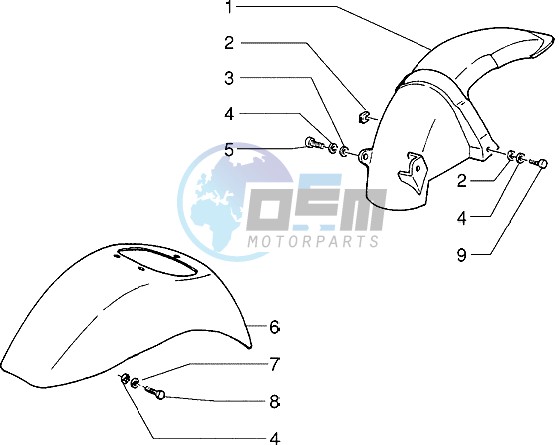 Front and rear mudguard