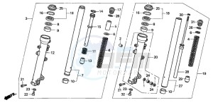 XL1000VA VARADERO drawing FRONT FORK (XL1000VA)